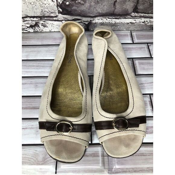 Taryn Rose Ivory Leather Brown Leather Strap Pumps Peep Toe Shoes Women sz 39EU - Picture 6 of 16